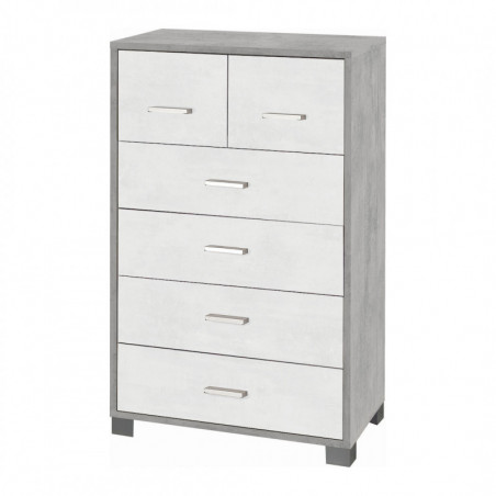 Mobile 4 + 2 Cassetti 70L x 41P x h112 – Finitura Cemento e Bianco Opaco – Sarmog