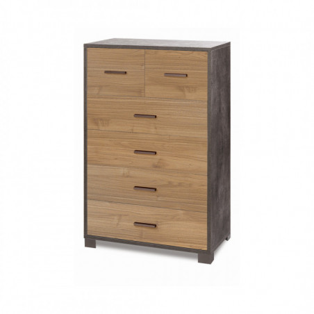 Mobile 4 + 2 Cassetti 70L x 41P x h112 – Finitura Nero Opaco e Legno Noce Stelvio – Sarmog
