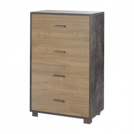 Mobile 4 Cassetti 70L x 41P x h112 – Nero Opaco e Legno Noce Stelvio – Sarmog