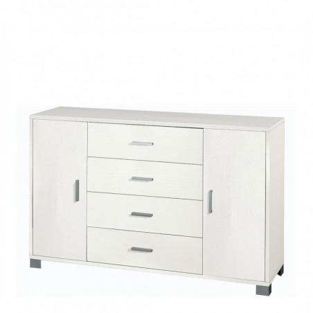 Mobile 2 Ante 4 Cassetti 136L x 41P x h86 – Finitura Bianco Fiammato – Sarmog