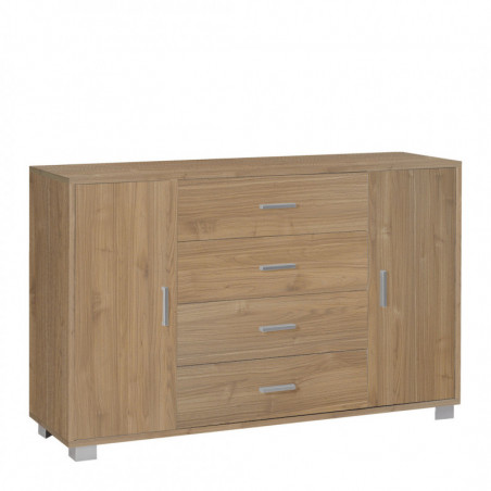Mobile 2 Ante 4 Cassetti 136L x 41P x h86 – Finitura Legno Noce – Sarmog