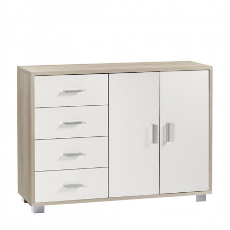 Mobile 2 Ante 4 Cassetti 116L x 41P x h86 – Finitura Olmo Chiaro e Bianco Fiammato – Sarmog