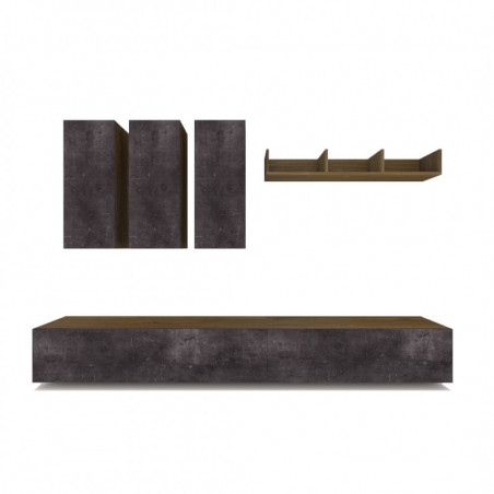 Composizione Armadio 282L x 45P x h183 – Finitura Legno Noce Stelvio e Nero Opaco – Sarmog