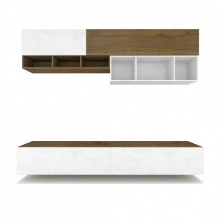 Composizione Armadio 249L x 45P x h201 – Finitura Legno Noce Stelvio e Bianco Opaco – Sarmog