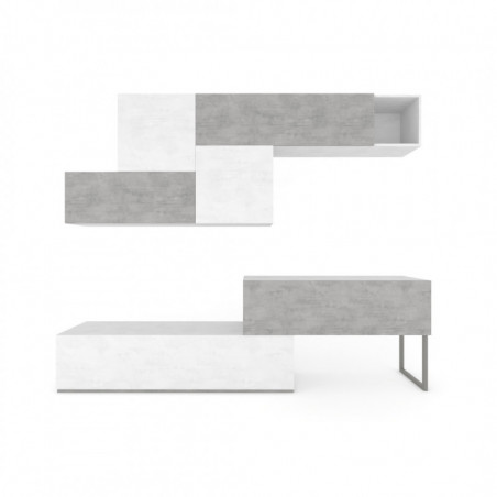 Composizione Armadio 247L x 45P x h202 – Finitura Bianco Opaco e Cemento – Sarmog