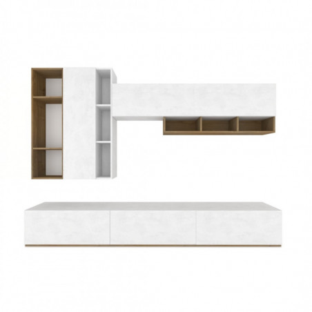Composizione Armadio 267L x 45P x h194 – Finitura Legno Noce Stelvio e Bianco Opaco – Sarmog