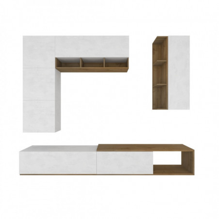 Composizione Armadio 282L x 45P x h230 – Finitura Legno Noce Stelvio e Bianco Opaco – Sarmog