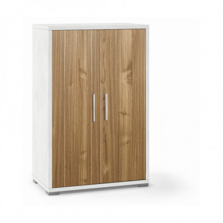 Mobile 2 Ante 71L x 41P x h110 – Finitura Bianco Opaco e Legno Noce – Sarmog