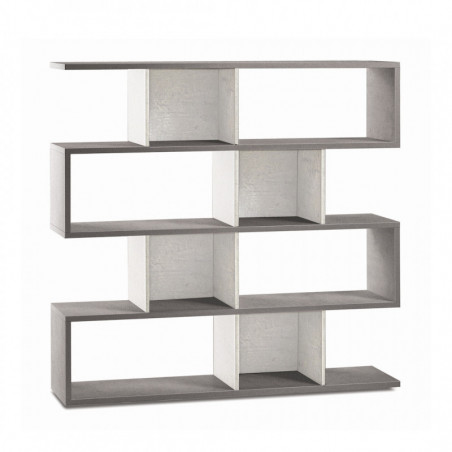 Libreria Modulare 150L x 38P x h144 – Finitura Cemento e Bianco Opaco – Sarmog