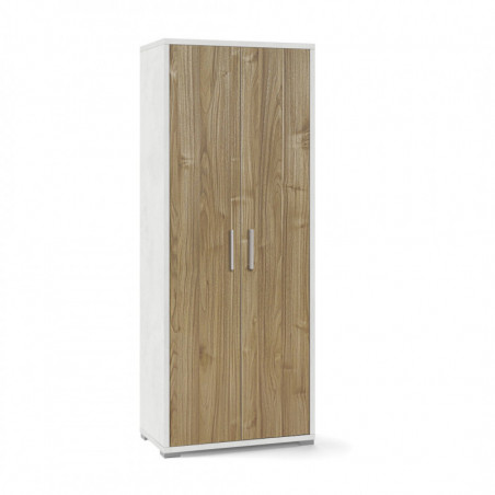 Mobile 2 Ante 71L x 41P x h182 – Finitura Bianco Opaco e Legno Noce – Sarmog