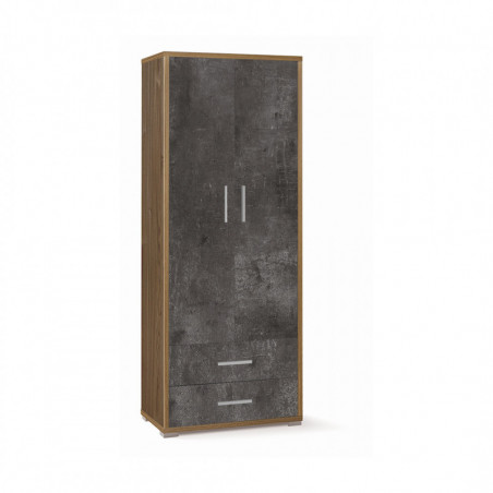 Mobile 2 Ante 2 Cassetti 71L x 41P x h182 – Finitura Legno Noce e Nero Opaco – Sarmog