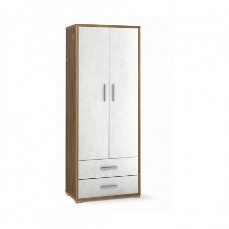 Mobile 2 Ante 2 Cassetti 71L x 41P x h182 – Finitura Legno Noce e Bianco Opaco – Sarmog