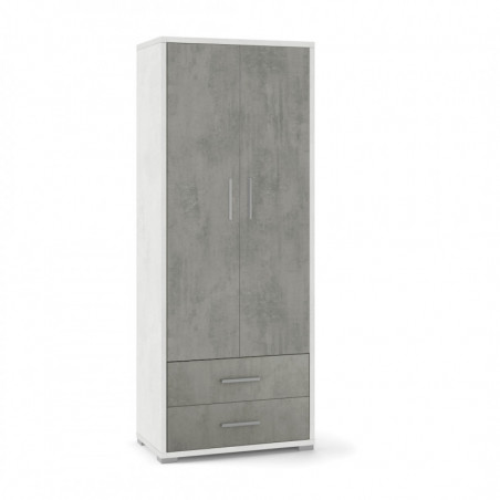 Mobile 2 Ante 2 Cassetti 71L x 41P x h182 – Finitura Bianco Opaco e Cemento – Sarmog