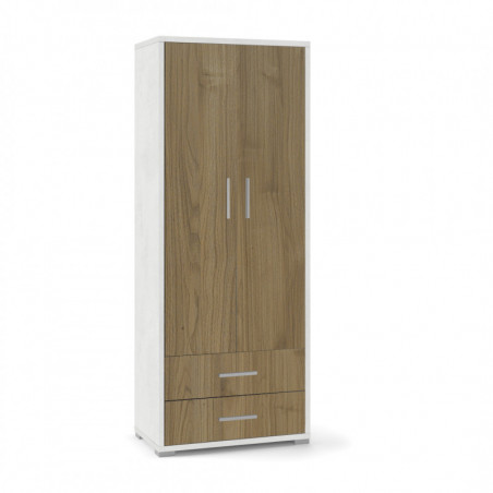 Mobile 2 Ante 2 Cassetti 71L x 41P x h182 – Finitura Bianco Opaco e Legno Noce – Sarmog