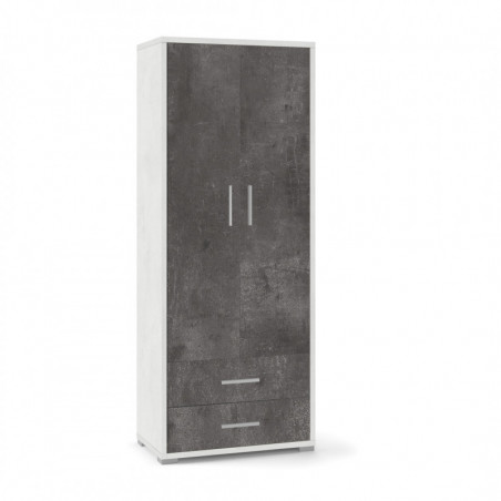Mobile 2 Ante 2 Cassetti 71L x 41P x h182 – Finitura Bianco Opaco e Nero Opaco – Sarmog