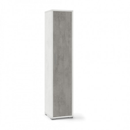 Colonna 1 Anta 39L x 41P x h182 – Finitura Bianco Opaco e Cemento – Sarmog