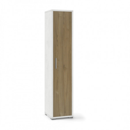 Colonna 1 Anta 39L x 41P x h182 – Finitura Bianco Opaco e Legno Noce – Sarmog