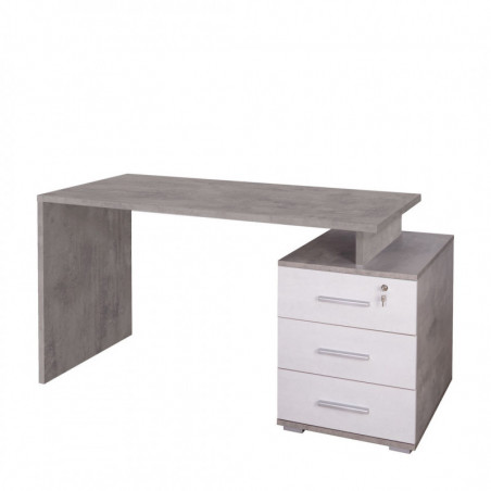Scrivania 3 Cassetti 154L x 55P x h76 – Finitura Cemento e Bianco Opaco – Sarmog