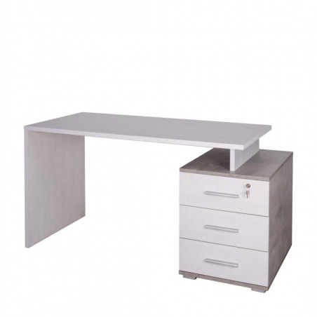 Scrivania 3 Cassetti 154L x 55P x h76 – Finitura Cemento e Bianco Opaco – Sarmog