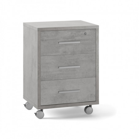 Cassettiera con Ruote, 3 cassetti 51L x 41P x h71 – Finitura Cemento – Sarmog