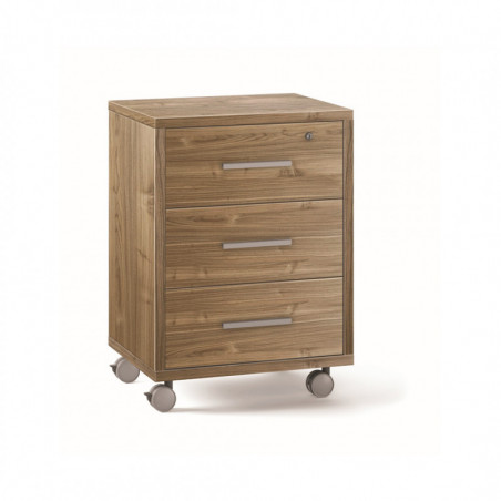 Cassettiera con Ruote, 3 cassetti 51L x 41P x h71 – Finitura Legno Noce – Sarmog
