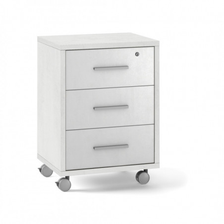 Cassettiera con Ruote, 3 cassetti 51L x 41P x h71 – Finitura Bianco Opaco – Sarmog