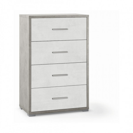 Mobile 4 Cassetti 71L x 41P x h110 – Finitura Cemento e Bianco Opaco – Sarmog
