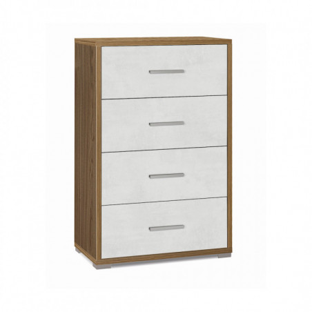 Mobile 4 Cassetti 71L x 41P x h110 – Finitura Legno Noce e Bianco Opaco – Sarmog