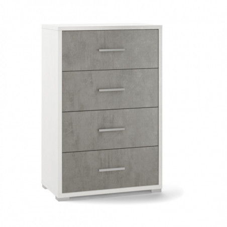 Mobile 4 Cassetti 71L x 41P x h110 – Finitura Bianco Opaco e Finitura Cemento – Sarmog