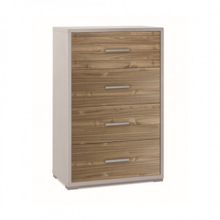 Mobile 4 Cassetti 71L x 41P x h110 – Finitura Bianco Opaco e Finitura Legno Noce – Sarmog