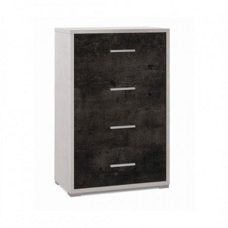 Mobile 4 Cassetti 71L x 41P x h110 – Finitura Bianco Opaco e Nero Opaco – Sarmog