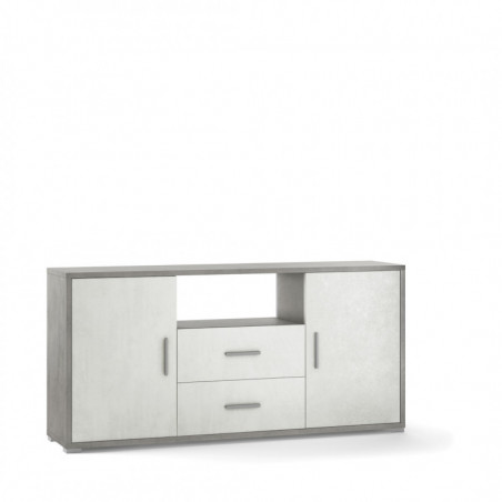 Mobile 2 Ante 2 Cassetti 174L x 41P x h84 – Finitura Cemento e Bianco Opaco – Sarmog