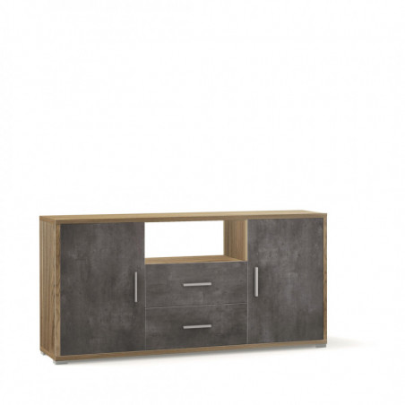 Mobile 2 Ante 2 Cassetti 174L x 41P x h84 – Finitura Legno Noce e Nero Opaco – Sarmog