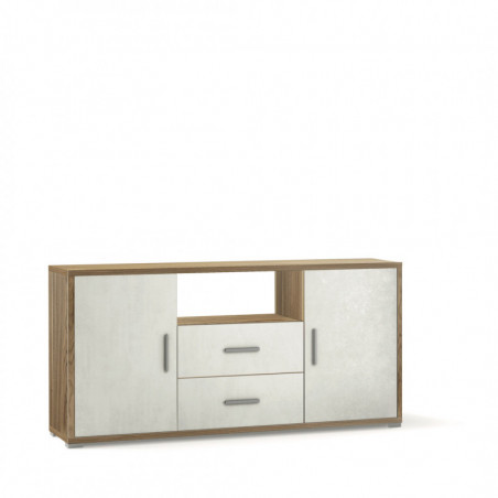 Mobile 2 Ante 2 Cassetti 174L x 41P x h84 – Finitura Legno Noce e Bianco Opaco – Sarmog