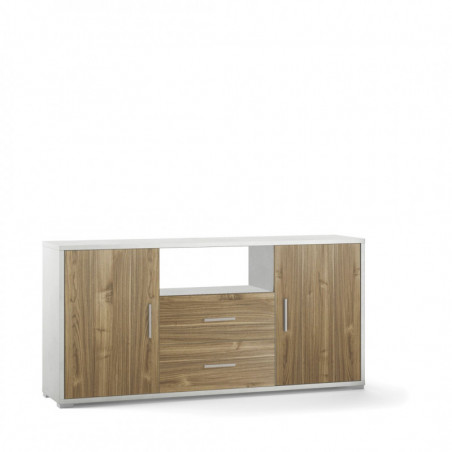 Mobile 2 Ante 2 Cassetti 174L x 41P x h84 – Finitura Bianco Opaco e Legno Noce – Sarmog