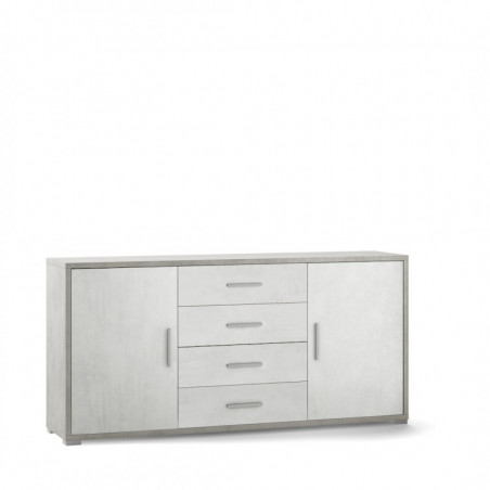 Mobile 2 Ante 4 Cassetti 174L x 41P x h84 – Finitura Cemento e Bianco Opaco – Sarmog