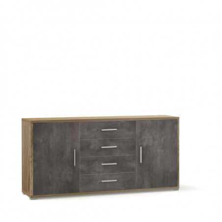 Mobile 2 Ante 4 Cassetti 174L x 41P x h84 – Finitura Legno Noce e Nero Opaco – Sarmog