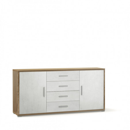 Mobile 2 Ante 4 Cassetti 174L x 41P x h84 – Finitura Legno Noce e Bianco Opaco – Sarmog