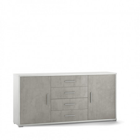 Mobile 2 Ante 4 Cassetti 174L x 41P x h84 – Finitura Bianco Opaco e Cemento – Sarmog
