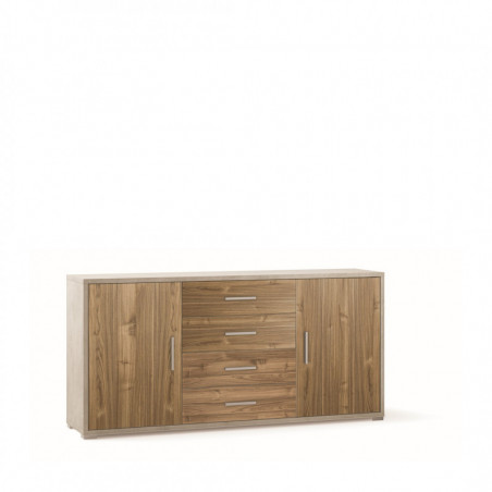 Mobile 2 Ante 4 Cassetti 174L x 41P x h84 – Finitura Bianco Opaco e Legno Noce – Sarmog