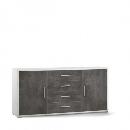 Mobile 2 Ante 4 Cassetti 174L x 41P x h84 – Finitura Bianco Opaco e Nero Opaco – Sarmog