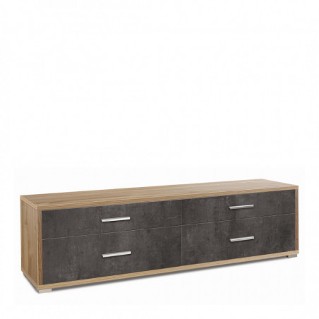 Mobile 4 Cassetti 179L x 47P x h50 – Finitura Legno Noce e Nero Opaco – Sarmog