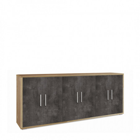 Mobile 6 Ante 203L x 41P x h84 – Finitura Legno Noce e Nero Opaco – Sarmog