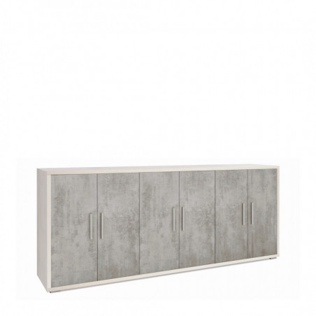 Mobile 6 Ante 203L x 41P x h84 – Finitura Bianco Opaco e Cemento – Sarmog