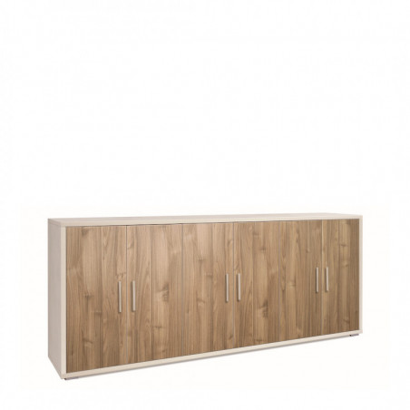 Mobile 6 Ante 203L x 41P x h84 – Finitura Bianco Opaco e Legno Noce – Sarmog