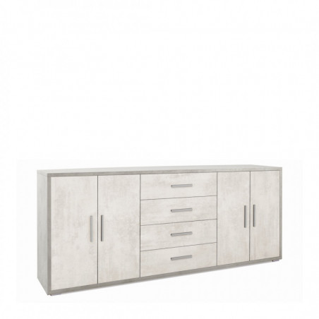 Mobile 4 Ante 4 Cassetti 203L x 41P x h84 – Finitura Cemento e Bianco Opaco – Sarmog