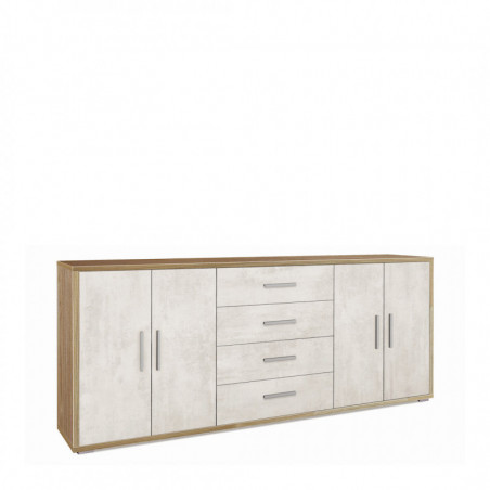 Mobile 4 Ante 4 Cassetti 203L x 41P x h84 – Finitura Legno Noce e Bianco Opaco – Sarmog