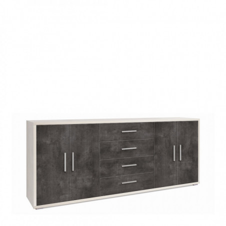 Mobile 4 Ante 4 Cassetti 203L x 41P x h84 – Finitura Bianco Opaco e Nero Opaco – Sarmog