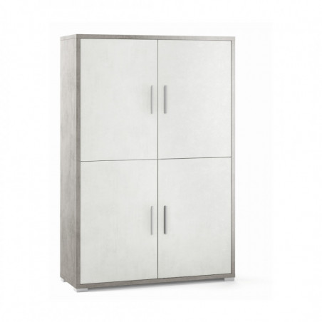 Mobile 4 Ante 108L x 41P x h161 – Finitura Cemento e Bianco Opaco – Sarmog