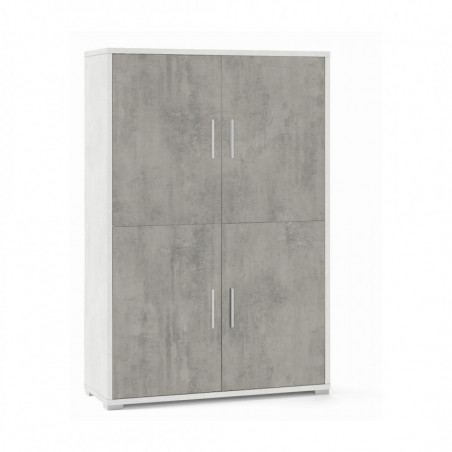 Mobile 4 Ante 108L x 41P x h161 – Finitura Bianco Opaco e Cemento – Sarmog